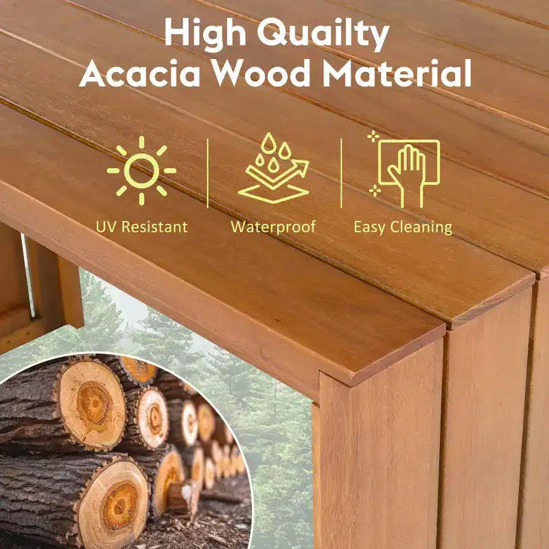 GDFStudio Mason Ensemble de 5 pièces de table de bar moderne en bois d'acacia avec 4 tabourets coussinés pour terrasse