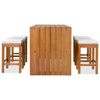 GDFStudio Mason Ensemble de 5 pièces de table de bar moderne en bois d'acacia avec 4 tabourets coussinés pour terrasse