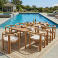Christopher Knight Home Farah Rustic 9 Piece Patio Acacia Wood Dining Set with Slatted Tabletop and Cushions