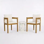 Christopher Knight Home Bora Modern 3 Piece Patio Dining Set with Lightweight Concrete End Table and 2 Acacia Rope Arm Chairs