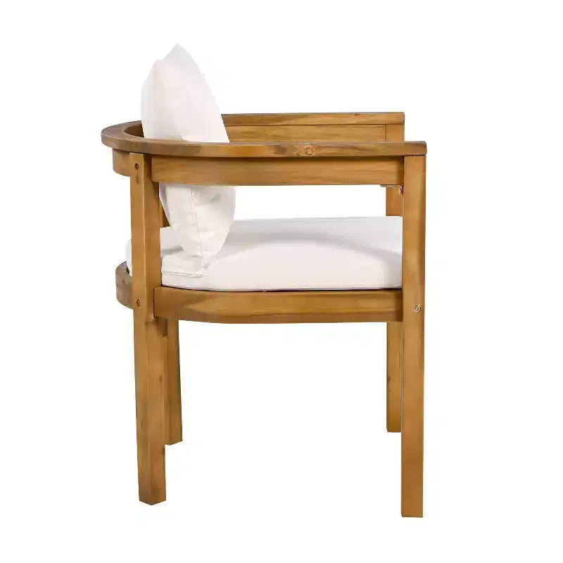 Christopher Knight Home Bora Modern 3 Piece Patio Dining Set with Lightweight Concrete End Table and 2 Acacia Rope Arm Chairs