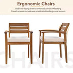 Ensemble de salle à manger d'extérieur 7 pièces GDFStudio Murray Modern Farmhouse en bois d'acacia avec table, banc et chaises rembourrées