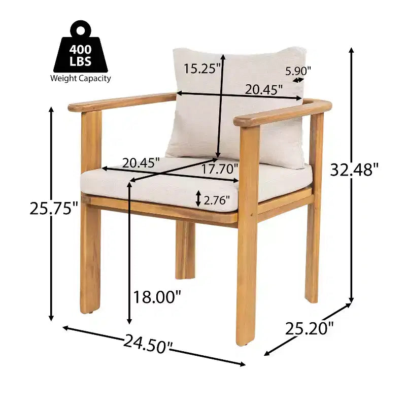 Christopher Knight Home Kaja Ensemble de salle à manger d'extérieur 7 pièces en bois d'acacia, cadre finition teck avec coussin beige