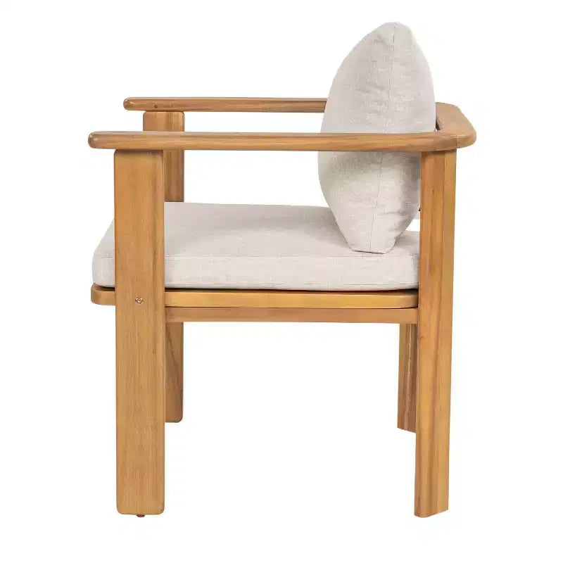 Christopher Knight Home Kaja Ensemble de salle à manger d'extérieur 7 pièces en bois d'acacia, cadre finition teck avec coussin beige
