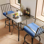 ALAULM 3PCS Patio Bar Set, Patio Table Set w/2 High Barstools&1 Bar table, for Kitchen, Lawn, Patio