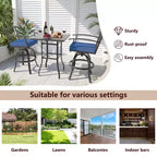 ALAULM 3PCS Patio Bar Set, Patio Table Set w/2 High Barstools&1 Bar table, for Kitchen, Lawn, Patio