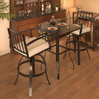 ALAULM 3PCS Patio Bar Set, Patio Table Set w/2 High Barstools&1 Bar table, for Kitchen, Lawn, Patio