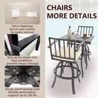 ALAULM 3PCS Patio Bar Set, Patio Table Set w/2 High Barstools&1 Bar table, for Kitchen, Lawn, Patio