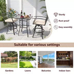 ALAULM 3PCS Patio Bar Set, Patio Table Set w/2 High Barstools&1 Bar table, for Kitchen, Lawn, Patio