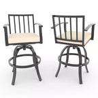 ALAULM 3PCS Patio Bar Set, Patio Table Set w/2 High Barstools&1 Bar table, for Kitchen, Lawn, Patio