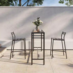 LAUSAINT HOME Ensemble de bar d'extérieur 3 pièces avec table et chaises de bar de patio Dossier ergonomique