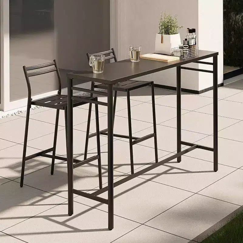LAUSAINT HOME Ensemble de bar d'extérieur 3 pièces avec table et chaises de bar de patio Dossier ergonomique