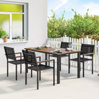 Ensemble repas extérieur Outsunny pour 4 personnes, table de jardin rectangulaire en bois d'acacia de 150 cm et chaises empilables de 160 kg, salon de jardin pour patio, arrière-cour, terrasse, teck
