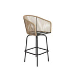 Tabourets de bar de patio Whisen, 2 pièces, avec accoudoirs et dossier, tabourets de bar en osier pour jardin et cour arrière