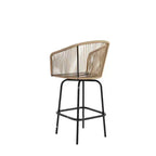 Tabourets de bar de patio Whisen, 2 pièces, avec accoudoirs et dossier, tabourets de bar en osier pour jardin et cour arrière
