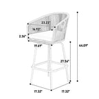 Tabourets de bar de patio Whisen, 2 pièces, avec accoudoirs et dossier, tabourets de bar en osier pour jardin et cour arrière