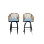 Tabourets de bar de patio Whisen, 2 pièces, avec accoudoirs et dossier, tabourets de bar en osier pour jardin et cour arrière