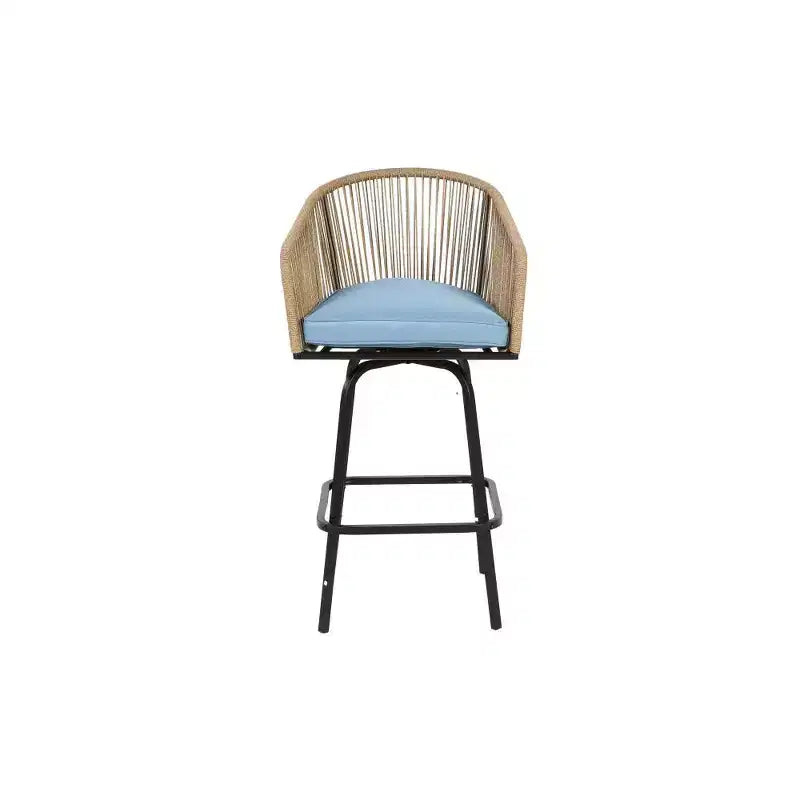 Tabourets de bar de patio Whisen, 2 pièces, avec accoudoirs et dossier, tabourets de bar en osier pour jardin et cour arrière