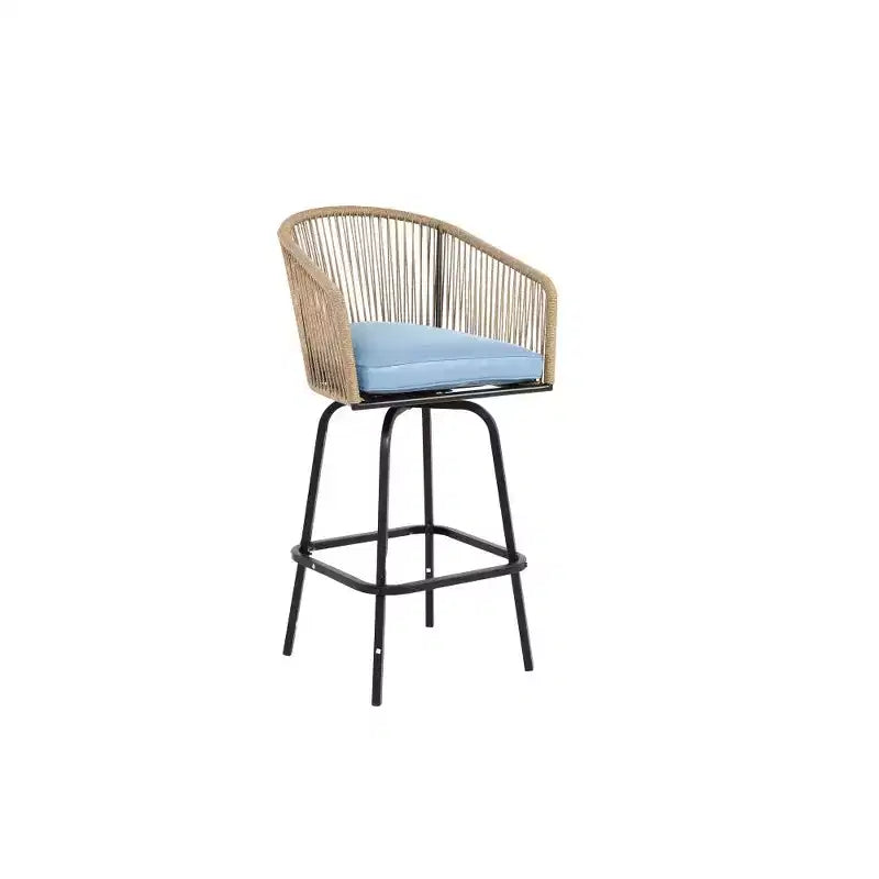 Tabourets de bar de patio Whisen, 2 pièces, avec accoudoirs et dossier, tabourets de bar en osier pour jardin et cour arrière