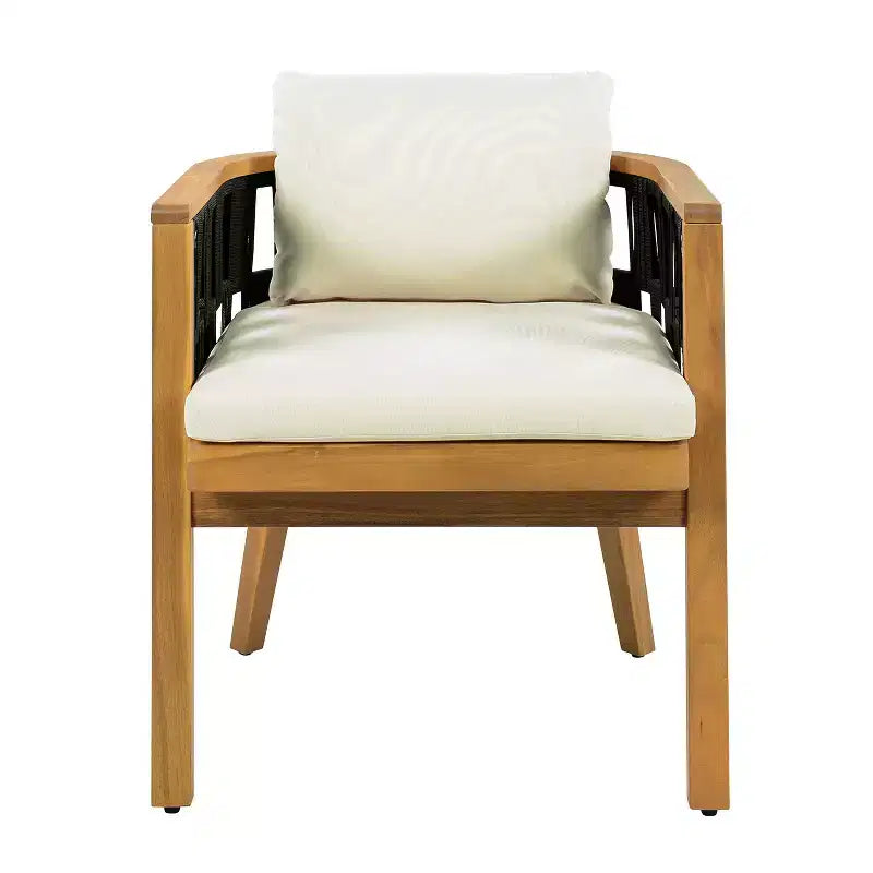 Christopher Knight Home Sachin Ensemble de salle à manger moderne 5 pièces en bois d'acacia avec table ronde à lattes pour patio