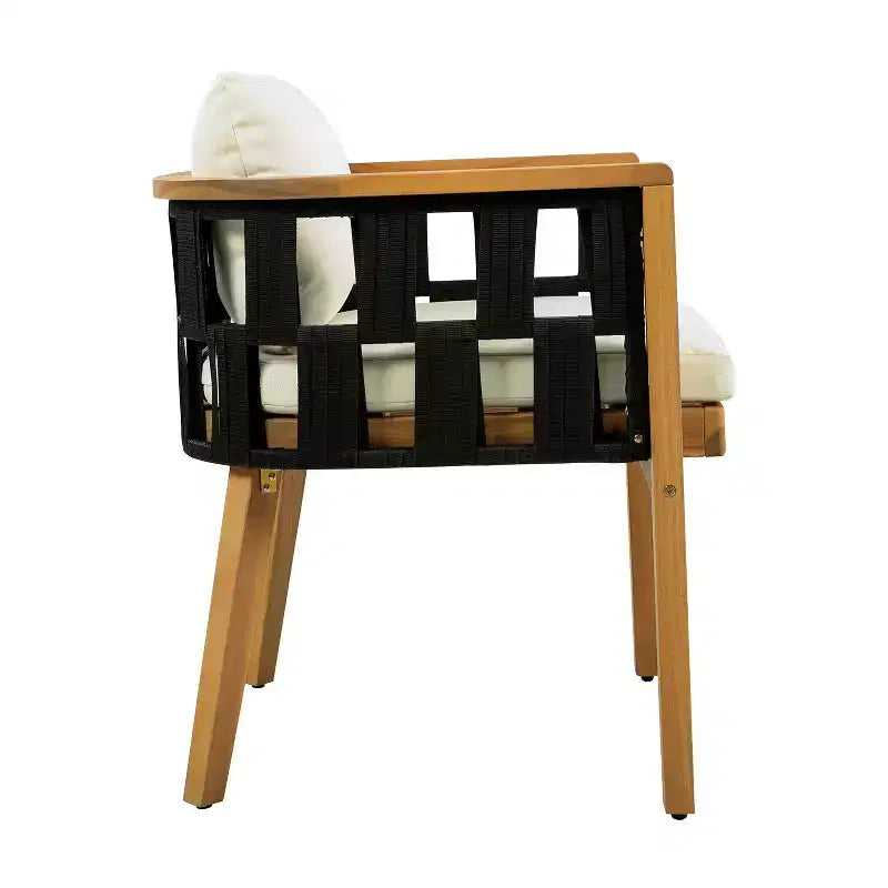 Christopher Knight Home Sachin Ensemble de salle à manger moderne 5 pièces en bois d'acacia avec table ronde à lattes pour patio