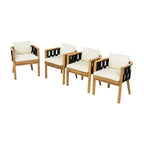 Christopher Knight Home Siddharth Modern 5 Piece Acacia Wood Patio Dining Set with Round Slatted Table