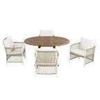 Ensemble de salle à manger d'extérieur 5 pièces Whisen résistant aux intempéries, table ronde extensible et 4 chaises en rotin
