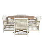 Ensemble de salle à manger d'extérieur 5 pièces Whisen résistant aux intempéries, table ronde extensible et 4 chaises en rotin