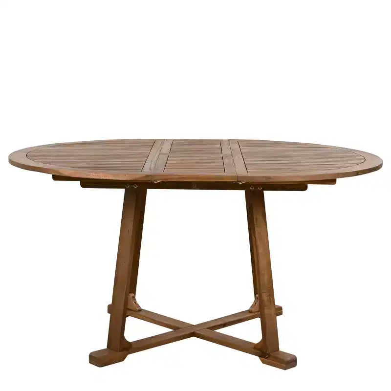 Ensemble de salle à manger d'extérieur 5 pièces Whisen résistant aux intempéries, table ronde extensible et 4 chaises en rotin