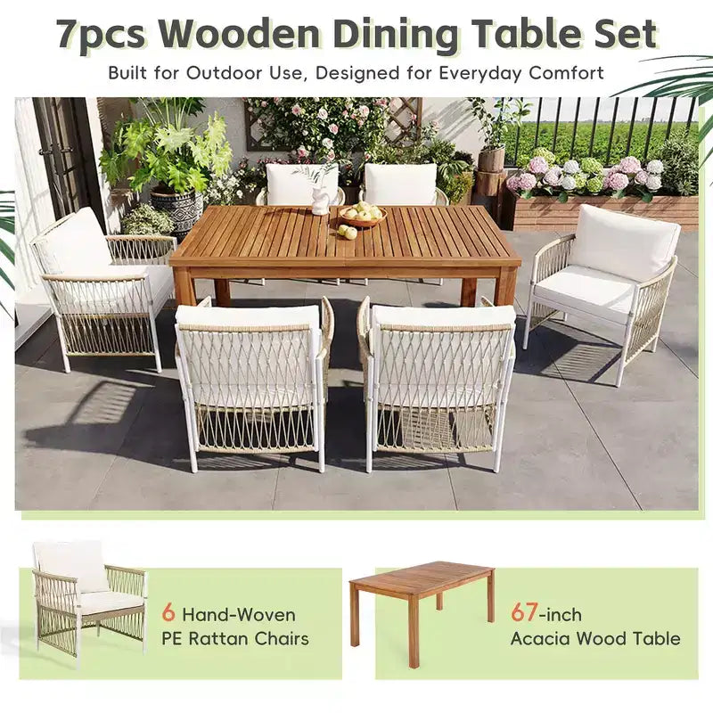 Ensemble de salle à manger d'extérieur 5 pièces Whisen résistant aux intempéries, table ronde extensible et 4 chaises en rotin