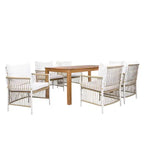 Ensemble de salle à manger d'extérieur 5 pièces Whisen résistant aux intempéries, table ronde extensible et 4 chaises en rotin
