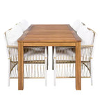 Ensemble de salle à manger d'extérieur 5 pièces Whisen résistant aux intempéries, table ronde extensible et 4 chaises en rotin