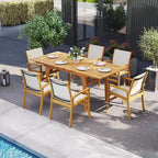 Costway Ensemble de salle à manger d'extérieur 9 pièces en bois d'acacia avec trou pour parasol de 5 cm pour jardin, cour arrière