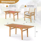 Costway Ensemble de salle à manger d'extérieur 9 pièces en bois d'acacia avec trou pour parasol de 5 cm pour jardin, cour arrière
