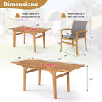 Costway Ensemble de salle à manger d'extérieur 9 pièces en bois d'acacia avec trou pour parasol de 5 cm pour jardin, cour arrière