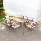 HAPPATIO Outdoor Dining Set, Aluminum Patio Dining Set with Wood-Like Hand-Painted Finish, Easy Assembly for Backyard, Garden, Porch