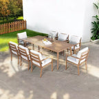 HAPPATIO Outdoor Dining Set, Aluminum Patio Dining Set with Wood-Like Hand-Painted Finish, Easy Assembly for Backyard, Garden, Porch