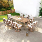 HAPPATIO Outdoor Dining Set, Aluminum Patio Dining Set with Wood-Like Hand-Painted Finish, Easy Assembly for Backyard, Garden, Porch