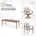 HAPPATIO Outdoor Dining Set, Aluminum Patio Dining Set with Wood-Like Hand-Painted Finish, Easy Assembly for Backyard, Garden, Porch