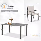 HAPPATIO Patio Dining Set, Outdoor Table and Chairs Set, Powder-Coated Metal Chairs with Cushions, Table with Umbrella Hole for Deck Backyard Lawn