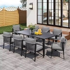 Ensemble de salle à manger de patio HAPPATIO, ensemble de salle à manger d'extérieur en rotin tressé, chaises en corde tressée avec coussins pour pelouse et jardin