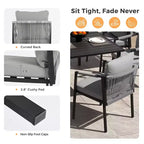 Ensemble de salle à manger de patio HAPPATIO, ensemble de salle à manger d'extérieur en rotin tressé, chaises en corde tressée avec coussins pour pelouse et jardin