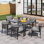 Ensemble de salle à manger de patio HAPPATIO, ensemble de salle à manger d'extérieur en rotin tressé, chaises en corde tressée avec coussins pour pelouse et jardin