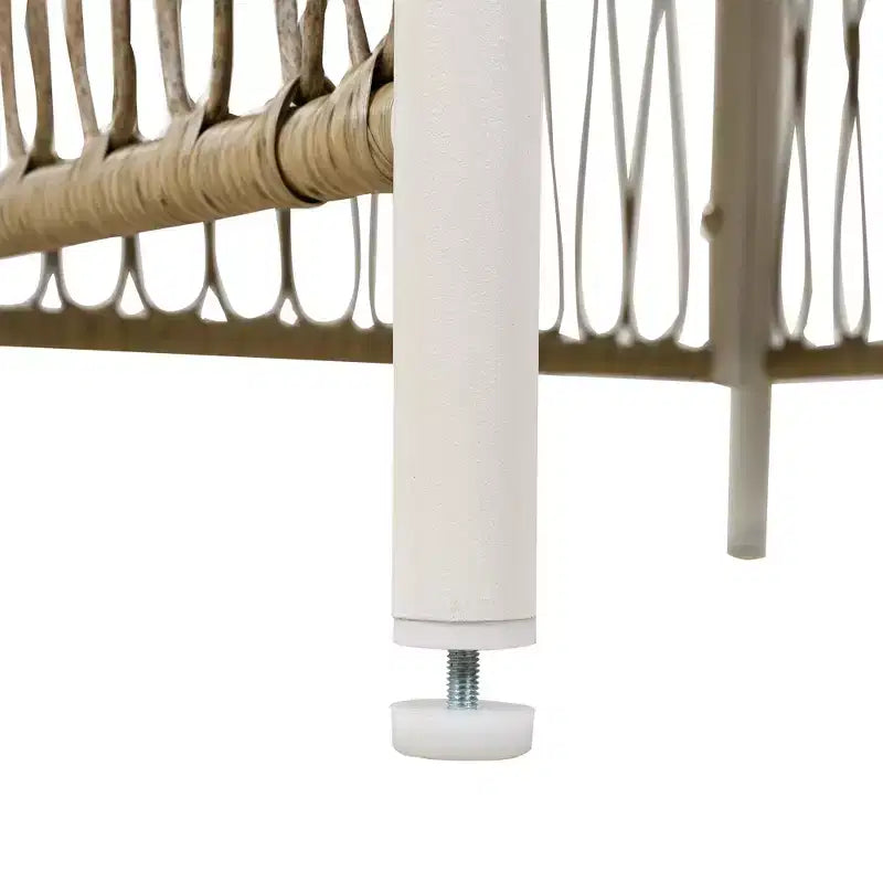 GDFStudio Nicolas – Ensemble de salle à manger 5 pièces en bois et métal avec 4 fauteuils en rotin tressé
