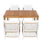 GDFStudio Nicolas – Ensemble de salle à manger 5 pièces en bois et métal avec 4 fauteuils en rotin tressé