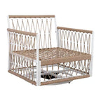 Ensemble de jardin bohème 3 pièces avec 2 chaises longues et une table d'appoint, en corde tressée, pour patio