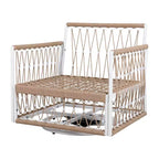 Ensemble de jardin bohème 3 pièces avec 2 chaises longues et une table d'appoint, en corde tressée, pour patio