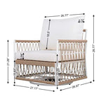 Ensemble de jardin bohème 3 pièces avec 2 chaises longues et une table d'appoint, en corde tressée, pour patio