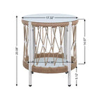 Ensemble de jardin bohème 3 pièces avec 2 chaises longues et une table d'appoint, en corde tressée, pour patio