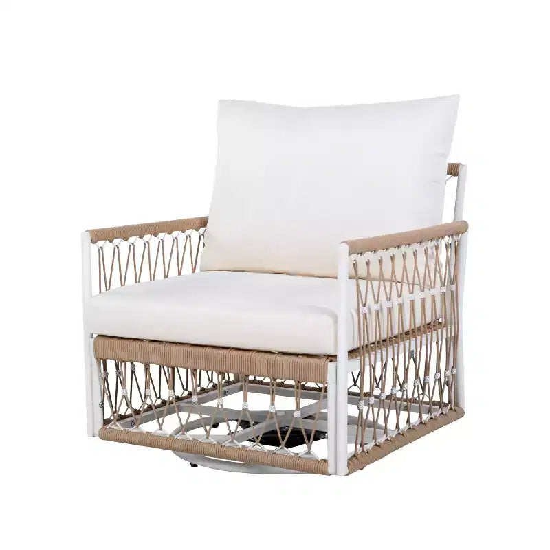 Ensemble de jardin bohème 3 pièces avec 2 chaises longues et une table d'appoint, en corde tressée, pour patio
